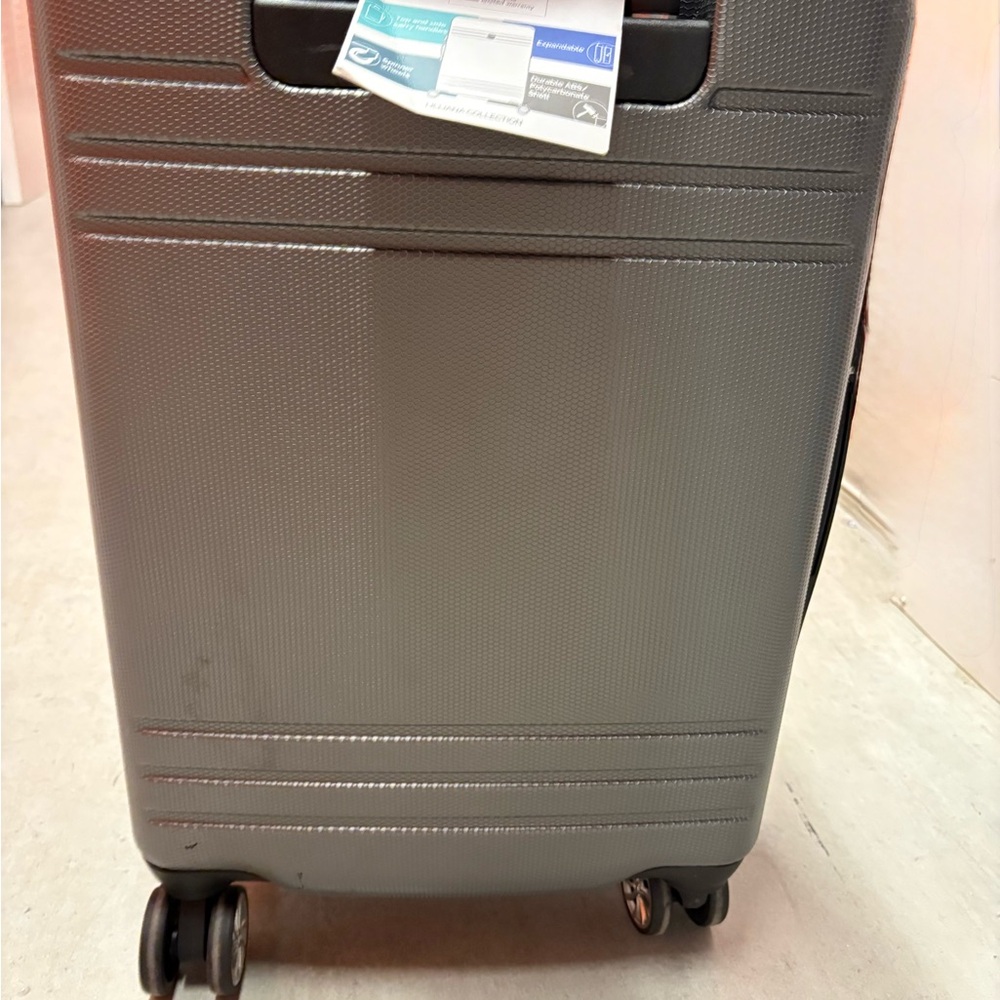 Gray Hard Shell Suitcase with Wheels